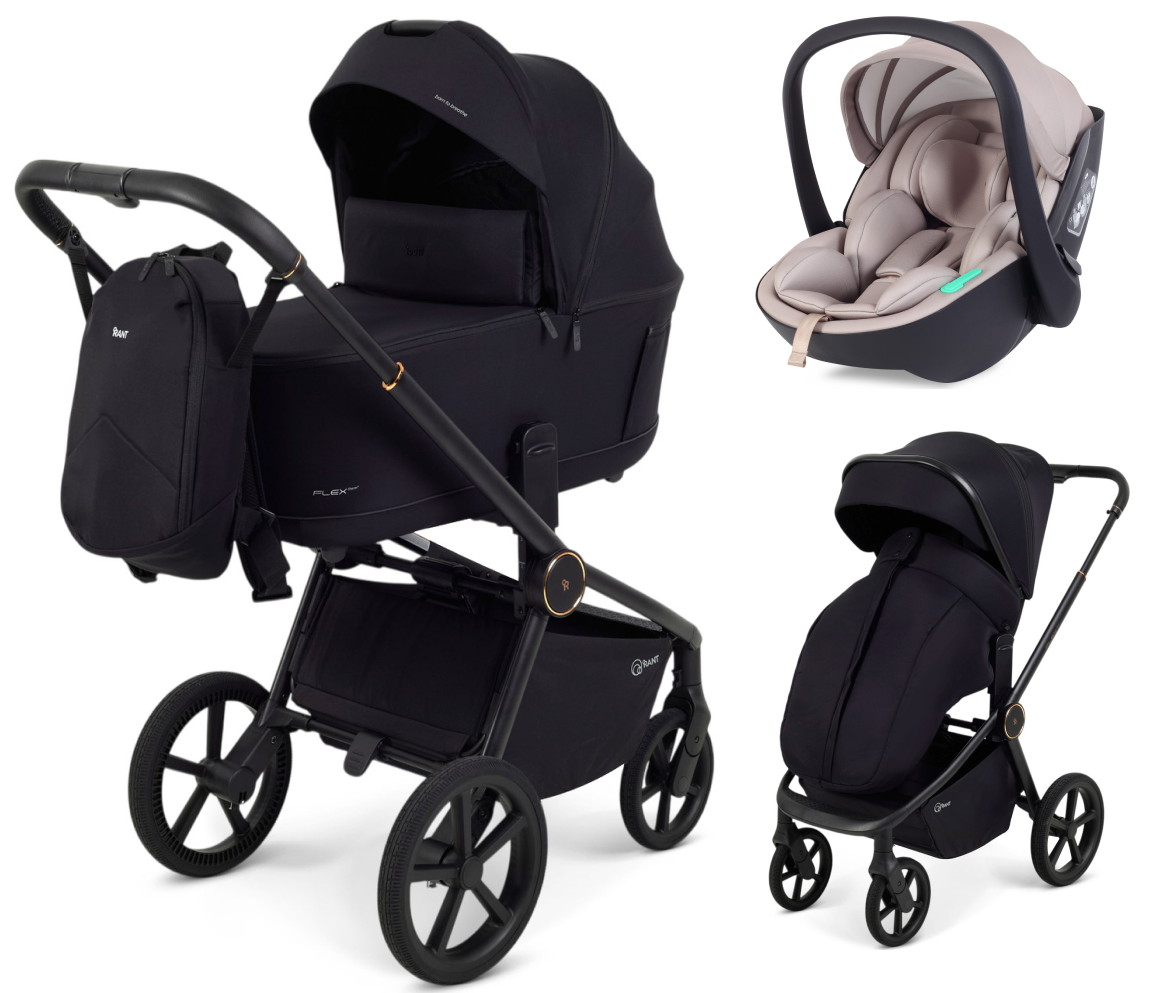 Детская коляска Rant Flex Therm Soft 3 в 1 с автокреслом Miro Beige Gold Black