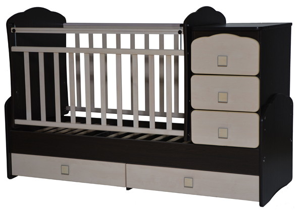 Детская кроватка трансформер Антел Ульяна 1 (маятник поперечный) 120x60 см Венге-клен