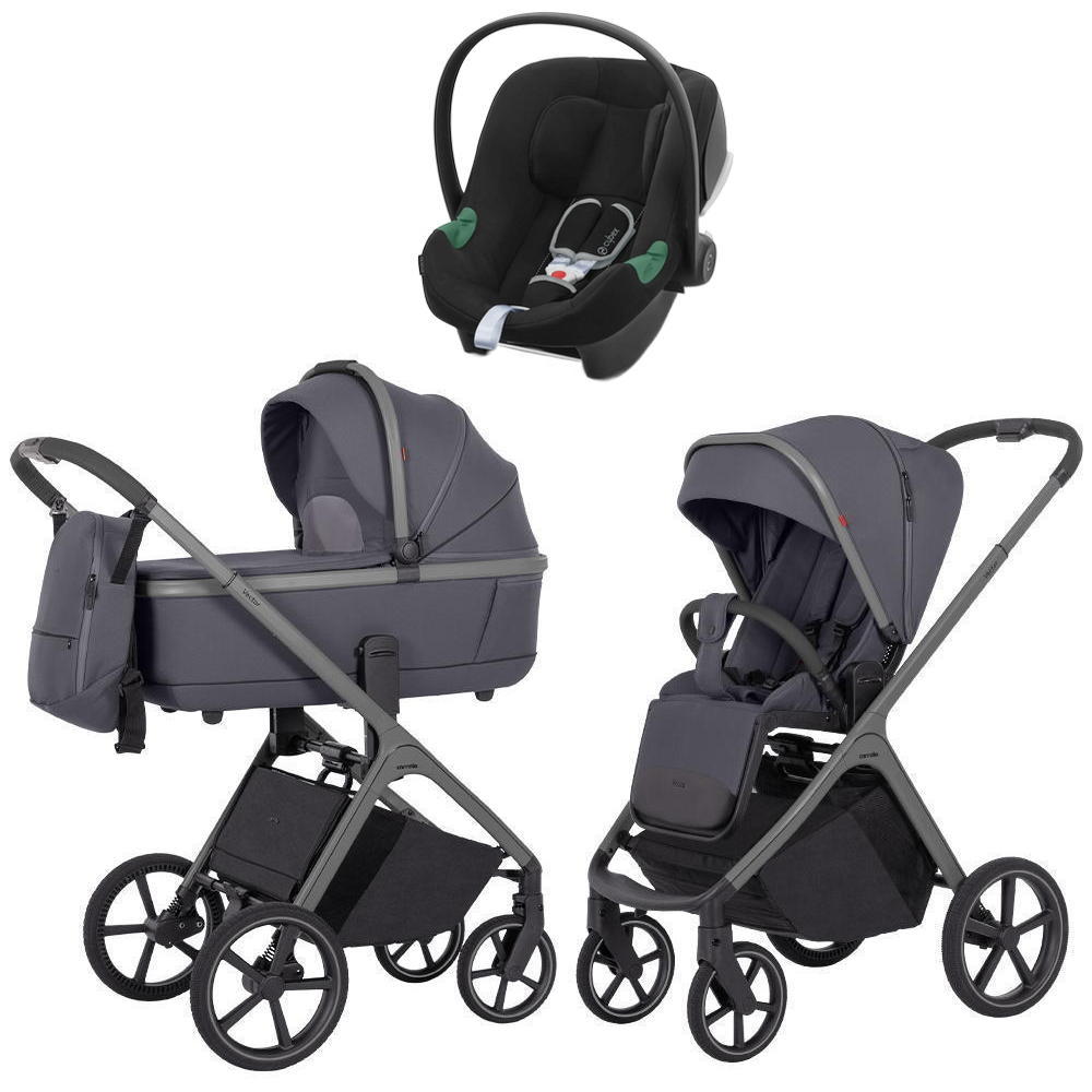 Коляска Carrello Vector CRL-6550 и автокресло Cybex Aton B2 Volcano Black 3 в 1 Landscape Grey