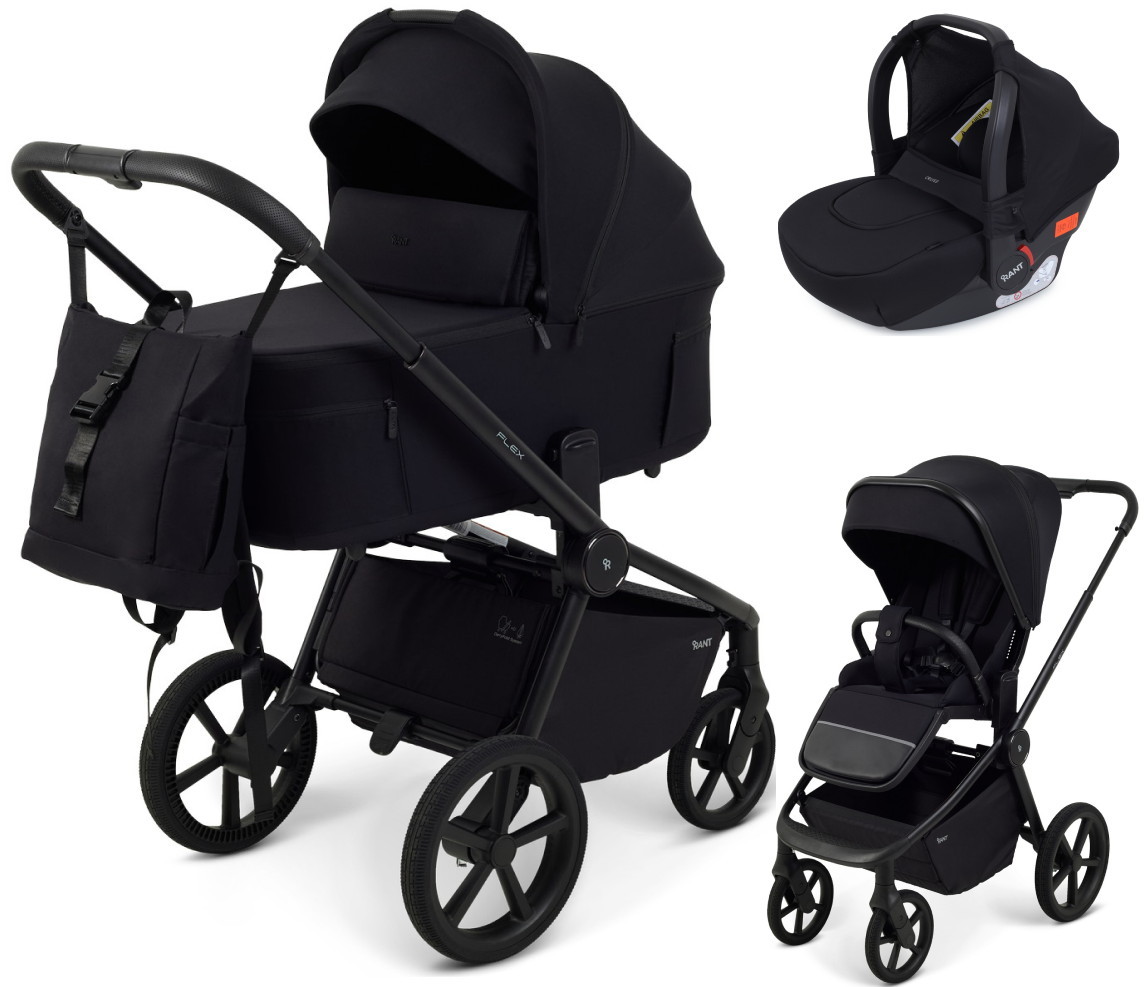 Детская коляска Rant Flex Forma 3 в 1 RA124 с автокреслом Cruise Black Black Черный