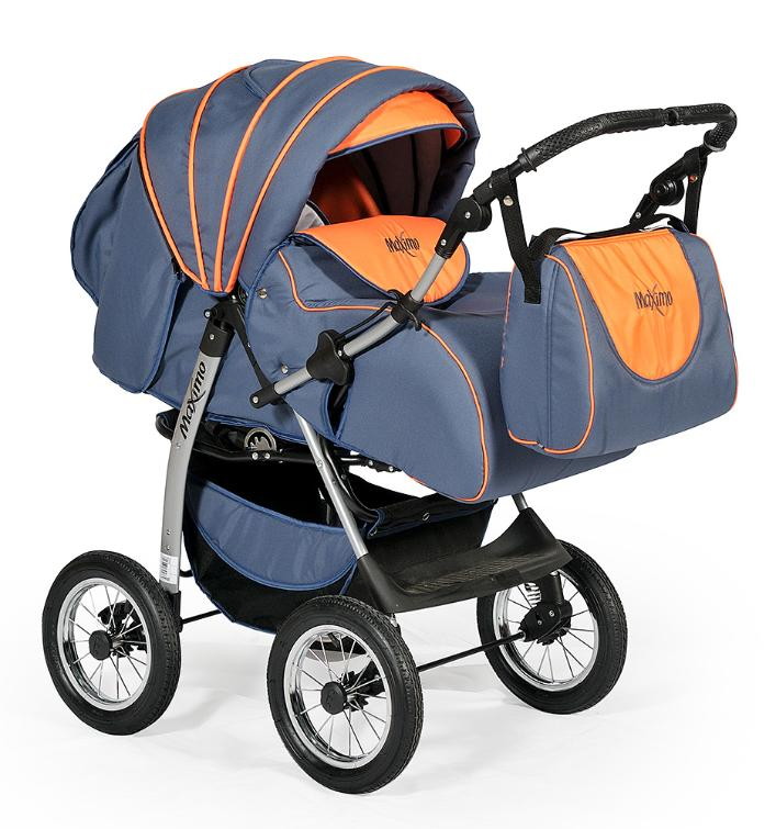 Детская коляска трансформер Indigo Maximo Ma07 тем.графит+оранж