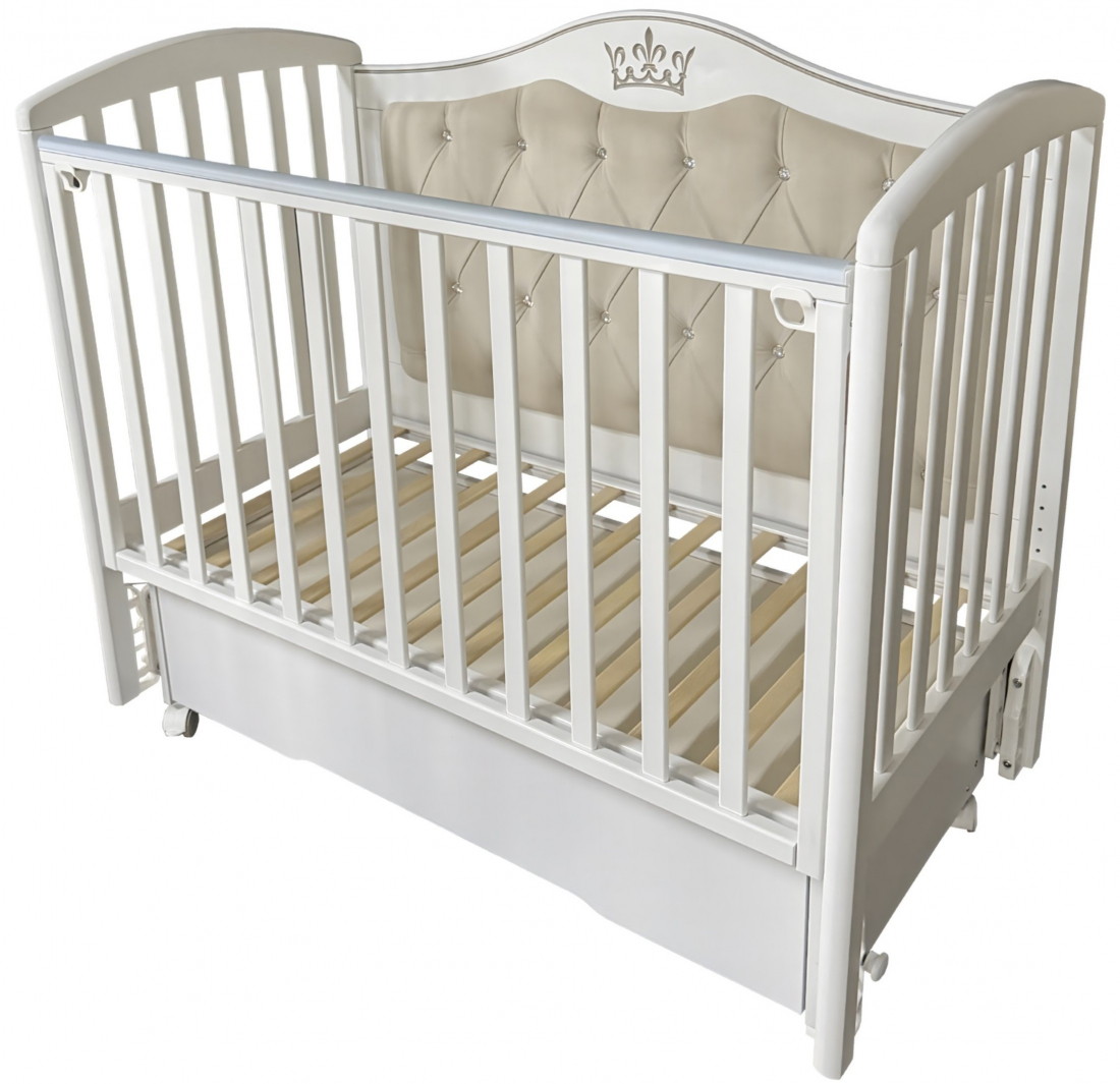 Детская кроватка Кедр Люси 4 (маятник универсальный,колесо) белый