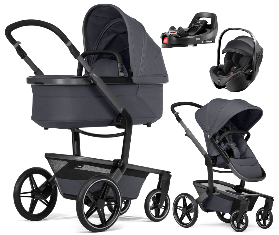 Детская коляска 4 в 1 Joolz Day 5 и автокресло Britax Roemer Baby-Safe Pro Classic Deep Black и база Vario Base 5Z Stone Grey