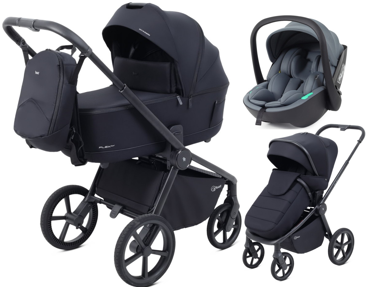 Детская коляска Rant Flex Therm Soft 3 в 1 с автокреслом Miro Graphite Midnight Black