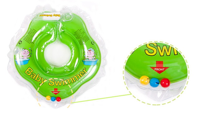 Круг для купания Baby Swimmer 0+ зеленый полуцвет погремушка