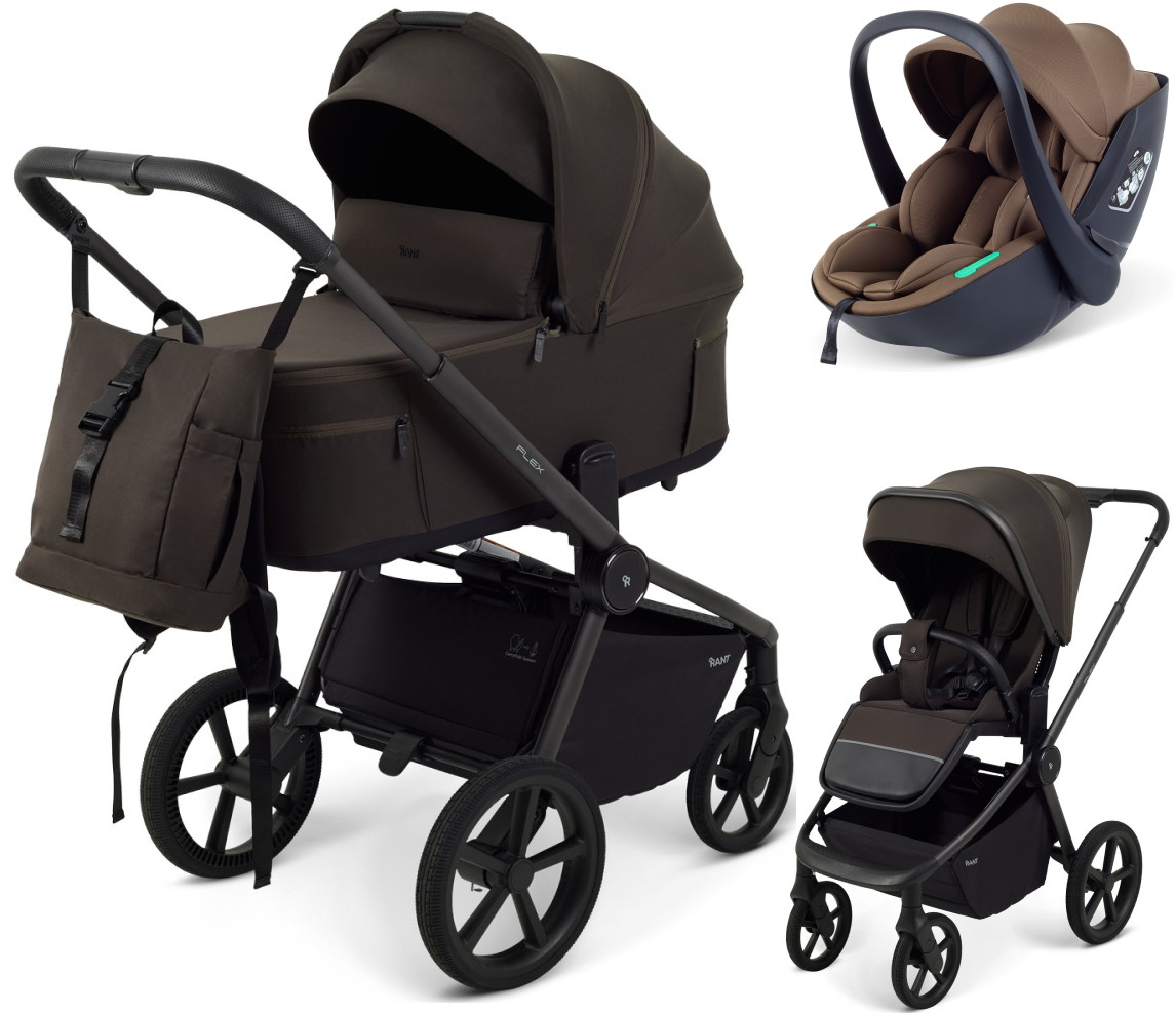 Детская коляска Rant Flex Forma 3 в 1 RA124 с автокреслом Miro Moca Shine Brown Коричневый