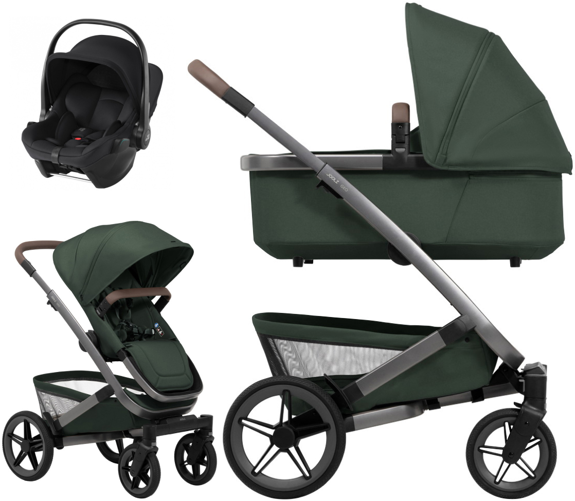Детская коляска 3 в 1 Joolz Geo5 и автокресло Baby-Safe Core Space Black без адаптеров Forest Green