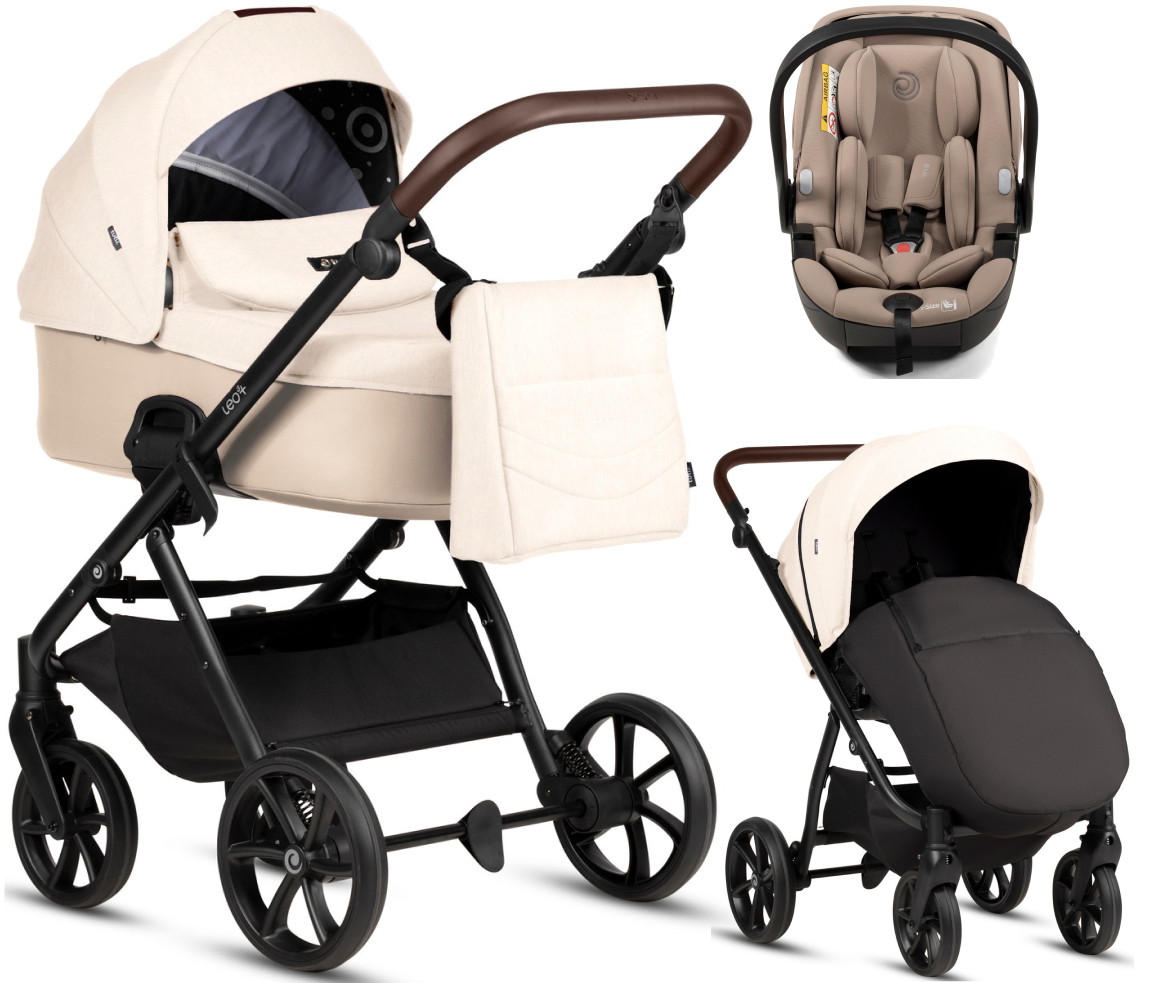 Детская коляска Tutis Leo 3 Plus 3 в 1 с автокреслом Beno Beige 1582228 Caramel