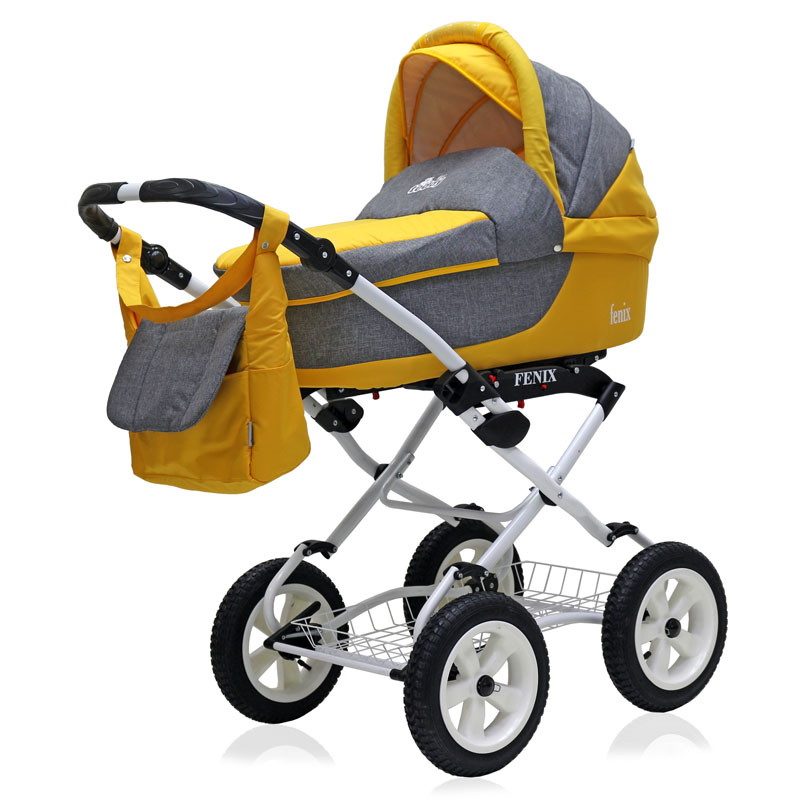 Детская коляска BartPlast Fenix Classic Lite 1 в 1 07 серый-желтый