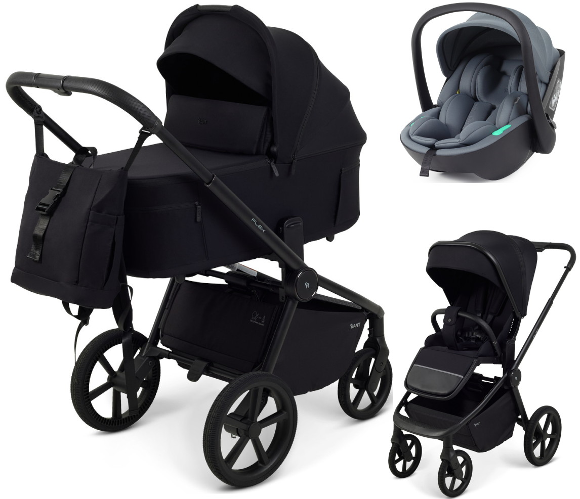Детская коляска Rant Flex Forma 3 в 1 RA124 с автокреслом Miro Graphite Black Черный
