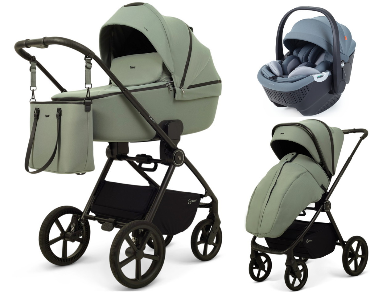 Детская коляска Rant Teo Soft 3 в 1 с автокреслом Aster Zero Graphite Olive