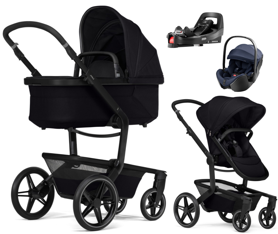 Детская коляска 4 в 1 Joolz Day 5 и автокресло Britax Roemer Baby-Safe Pro Style Night Blue без адаптеров и база Vario Base 5Z Space Black