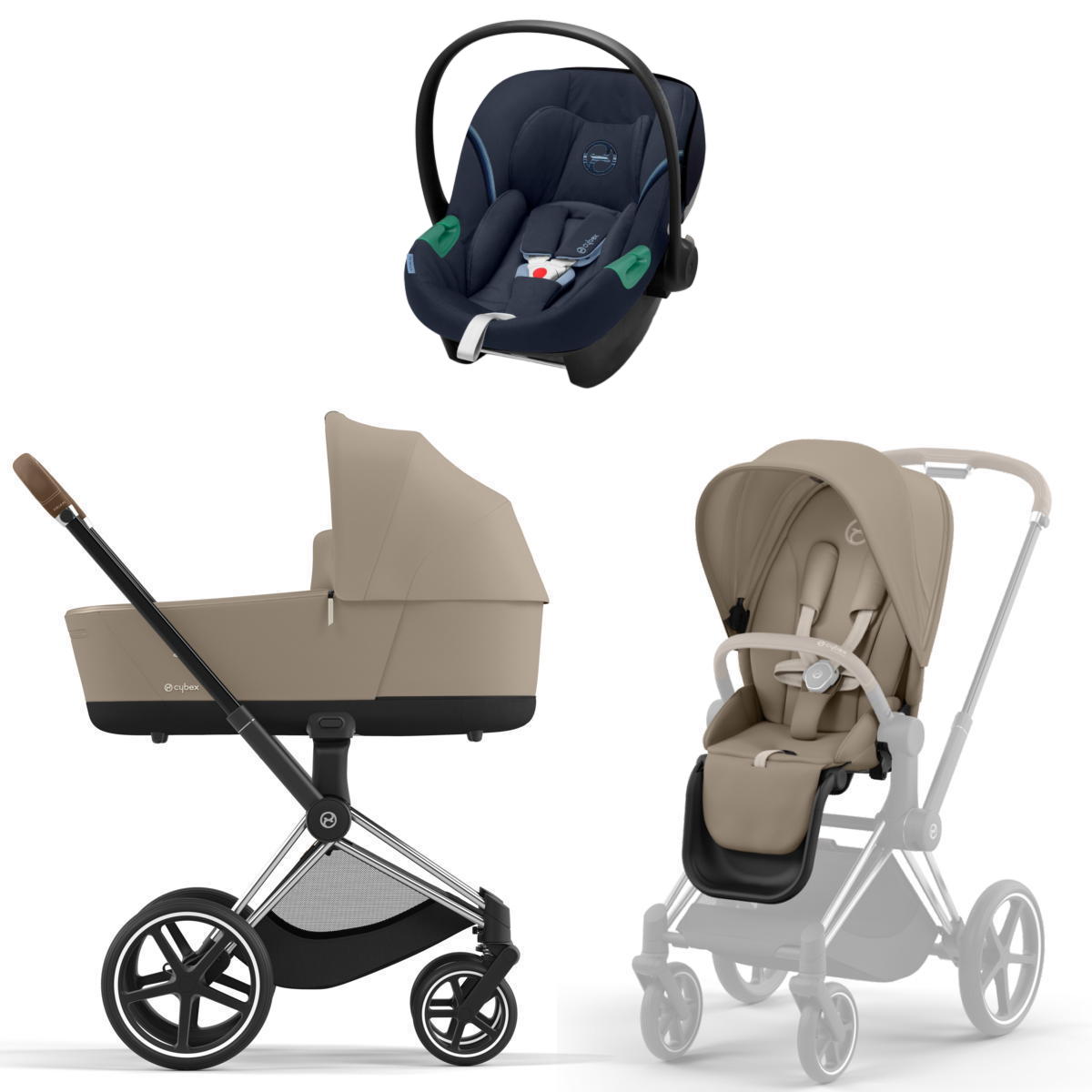 Коляска 3 в 1 Cybex Priam IV Chrome Brown complete и автокресло 
