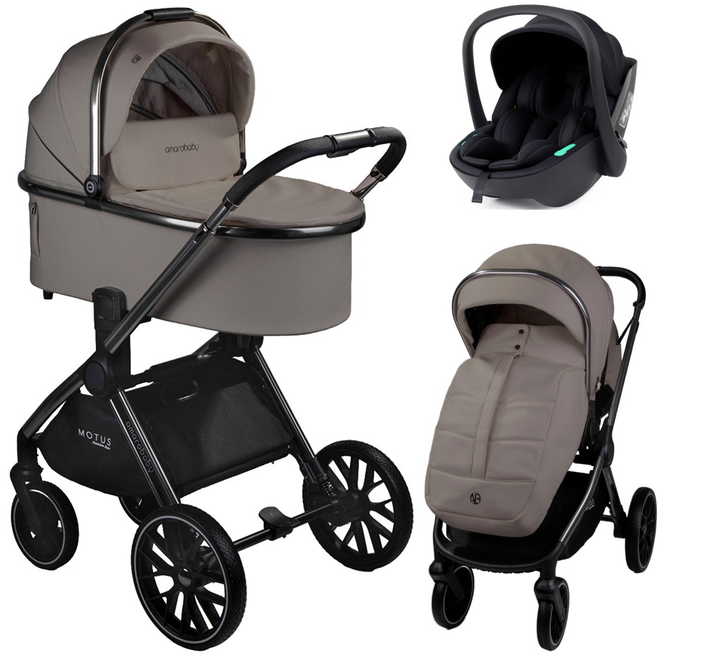 Детская коляска AmaroBaby Motus Premium Ecco 3 в 1 с автокреслом Rant Miro Black мокко