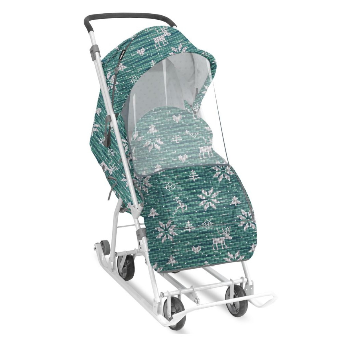 Детские санки-коляска Nika Наши Детки 3-1К зеленый Скандинавский