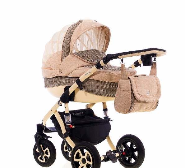 Детская коляска Adamex Gloria 3 в 1 601K (СВ.БЕЖ С РОГОЖКОЙ)