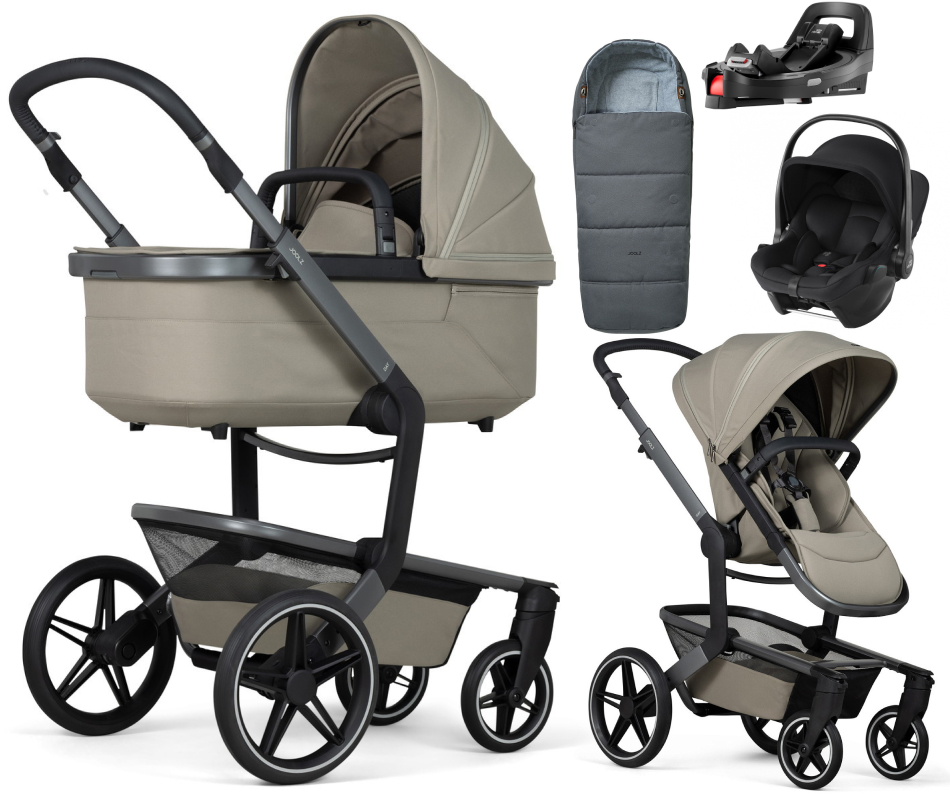 Детская коляска 4 в 1 Joolz Day 5 и автокресло Baby-Safe Core Space Black и база Vario Base 5Z без адаптеров + конверт в подарок Sage green