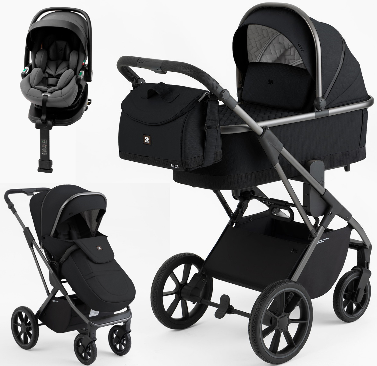 Коляска 3 в 1 Sweet Baby Ricci + автокресло Premier Plus Grey Black