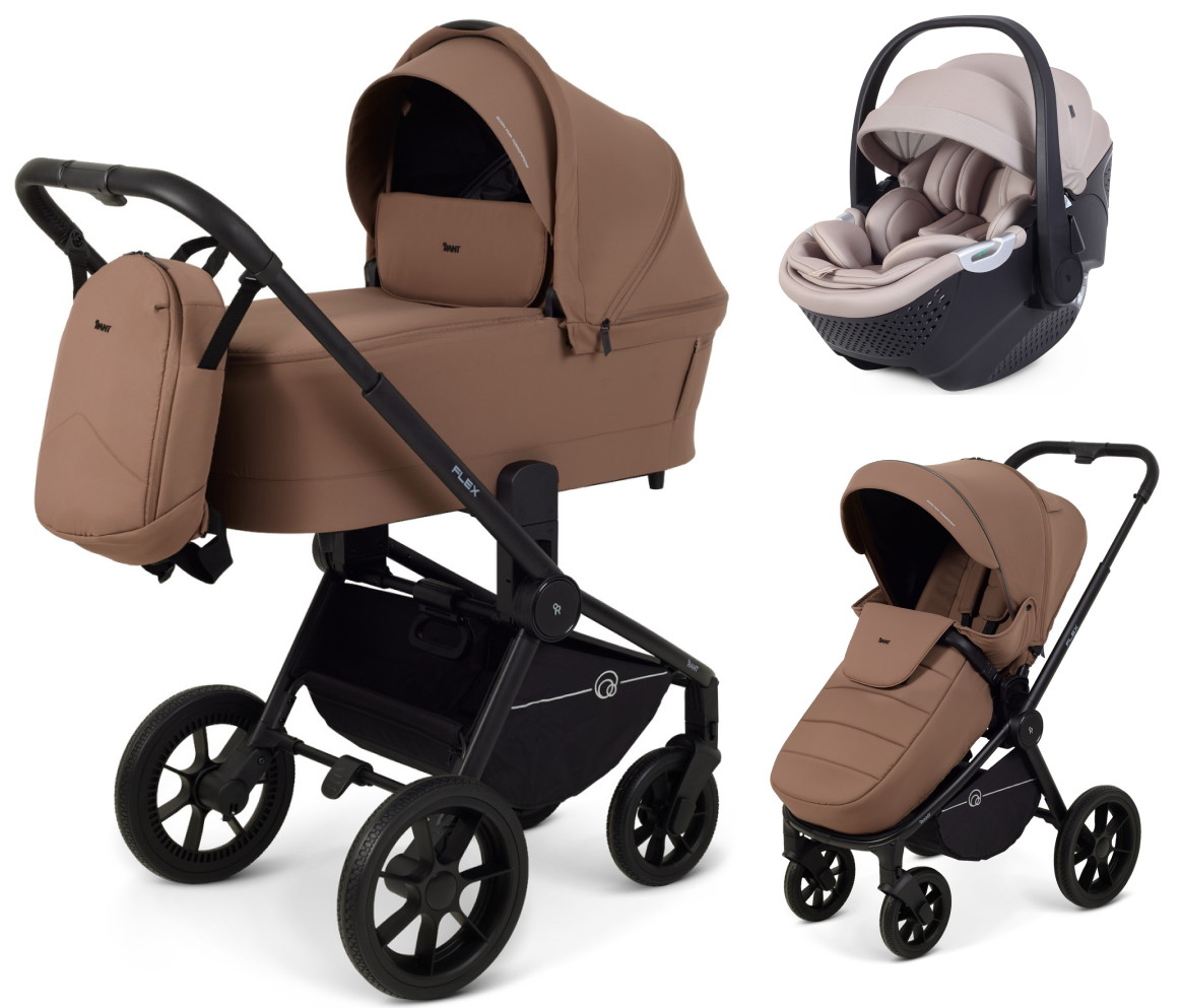 Детская коляска Rant Flex 3 в 1 RA076 с автокреслом Aster Zero Beige Brownie