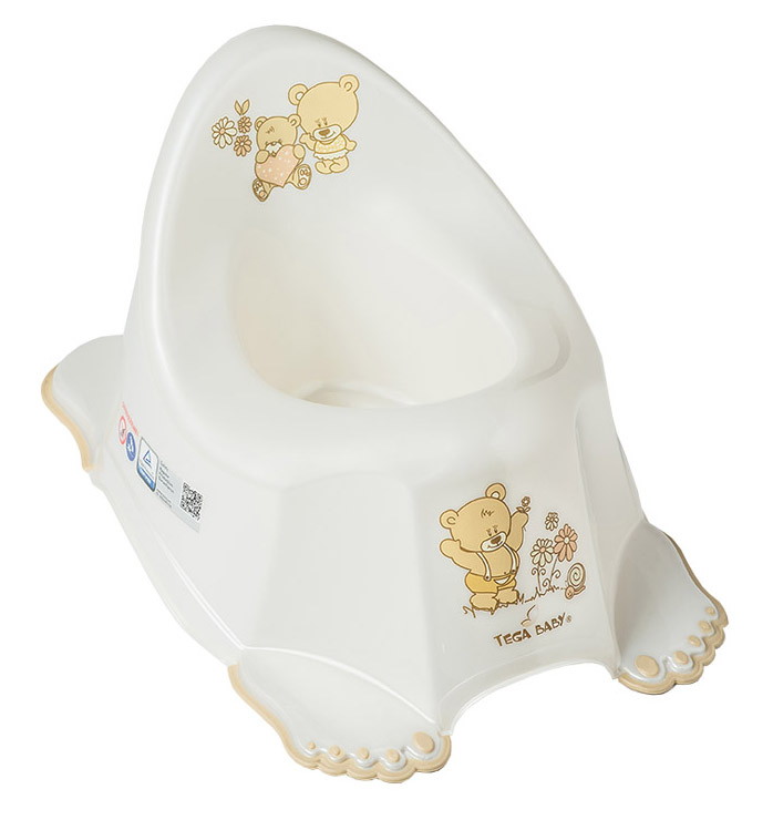 Детский горшок Tega Baby Teddy (Мишка) антискользящий муз. PO-046-118 белый