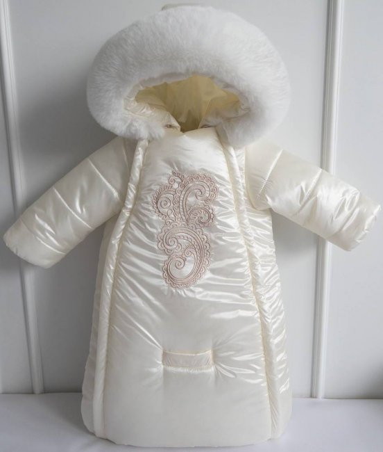 Конверт зимний с ручками Lappetti Церемония кремовый