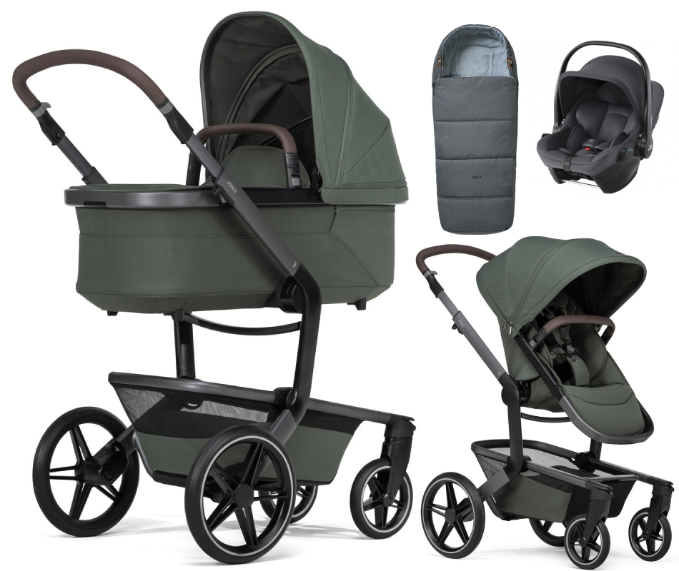 Детская коляска 3 в 1 Joolz Day 5 и автокресло Baby-Safe Core Midnight Grey2 + конверт в подарок Forest green