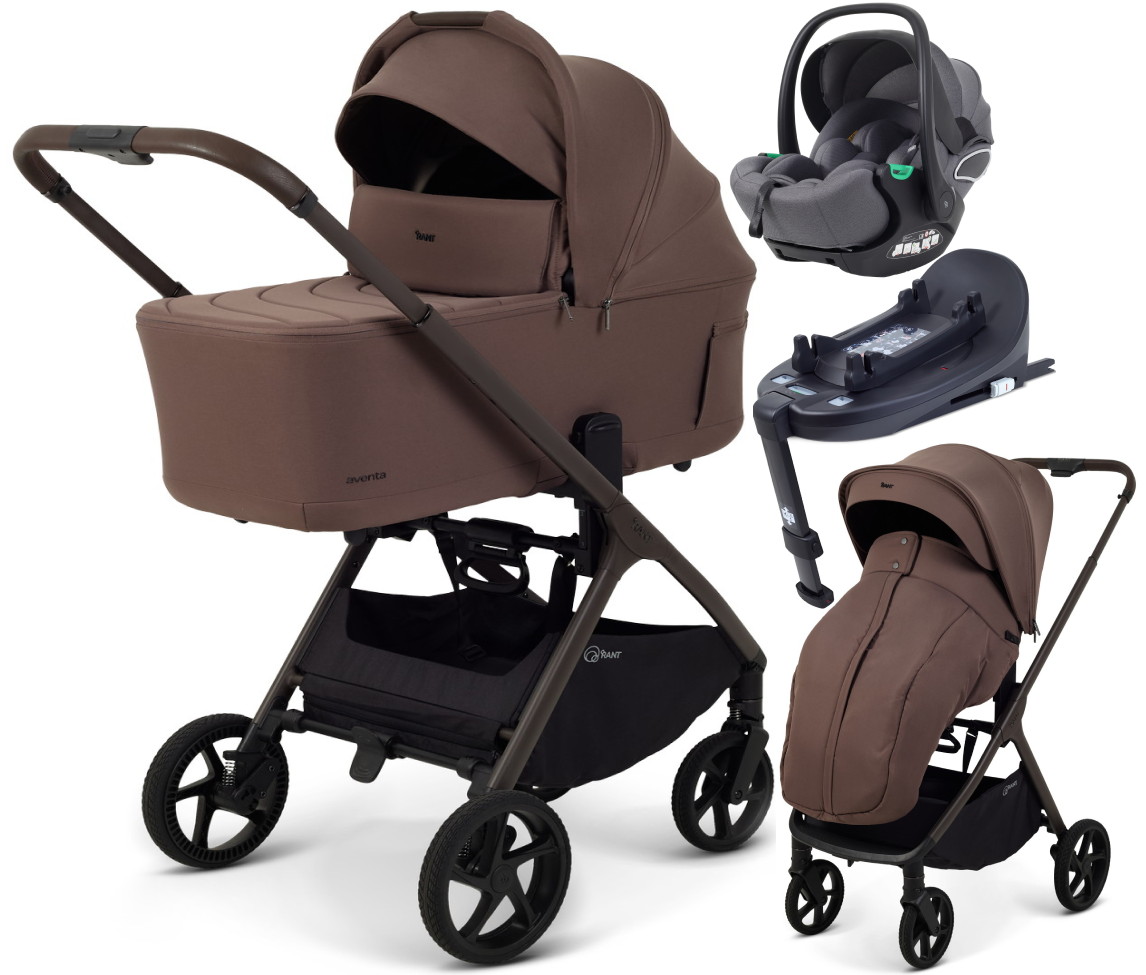 Детская коляска Rant Aventa 4 в 1 с автокреслом Evomax Grey и базой Beige