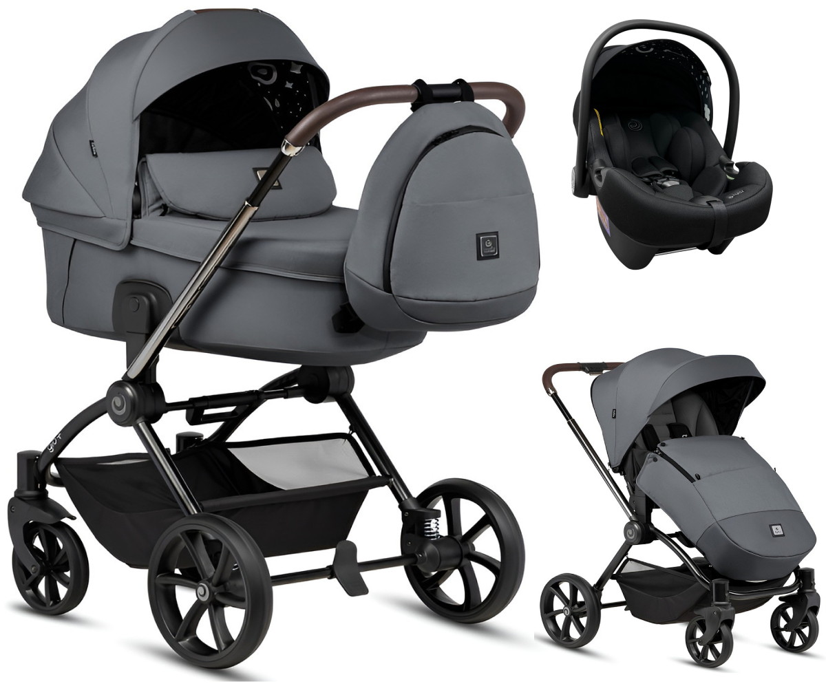 Детская коляска Tutis Gio Plus 3 в 1 с автокреслом Elo Lux EduSky Black 1552133 Grigio