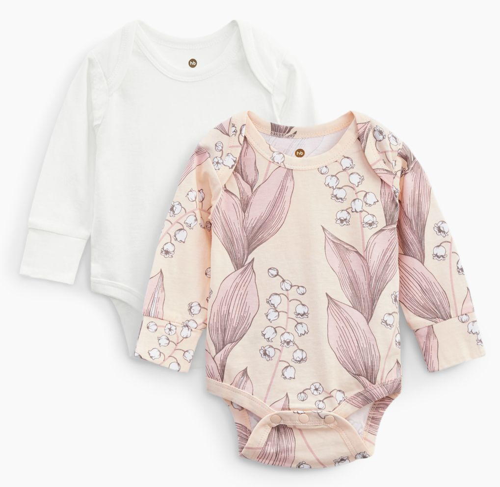 Боди с длинным рукавом Happy Baby 2 шт. 90096 ЧЗ milky&pink 56