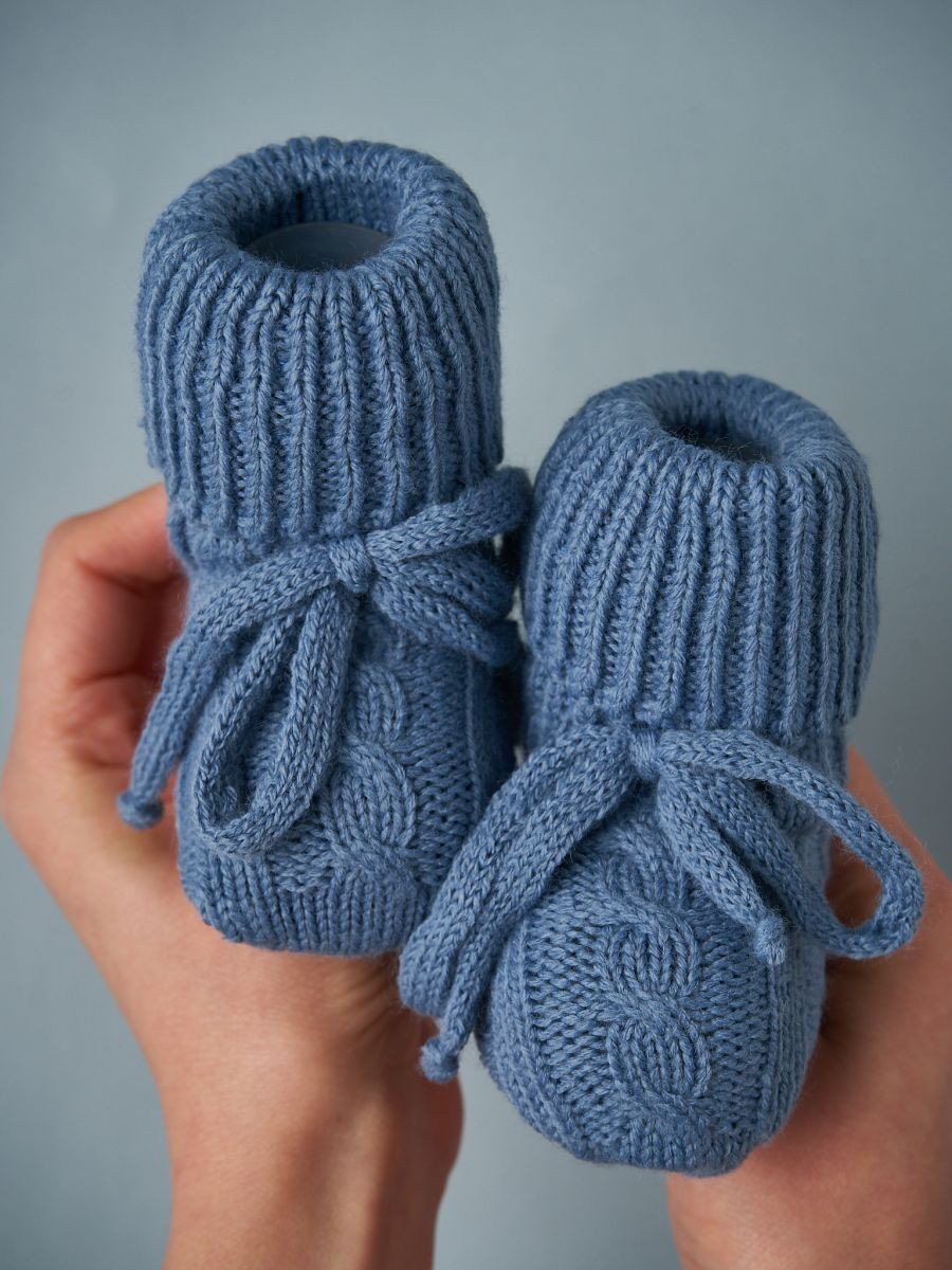 Носочки Little Star вязаные с завязками 0169 (нк) индиго, 10 см 2