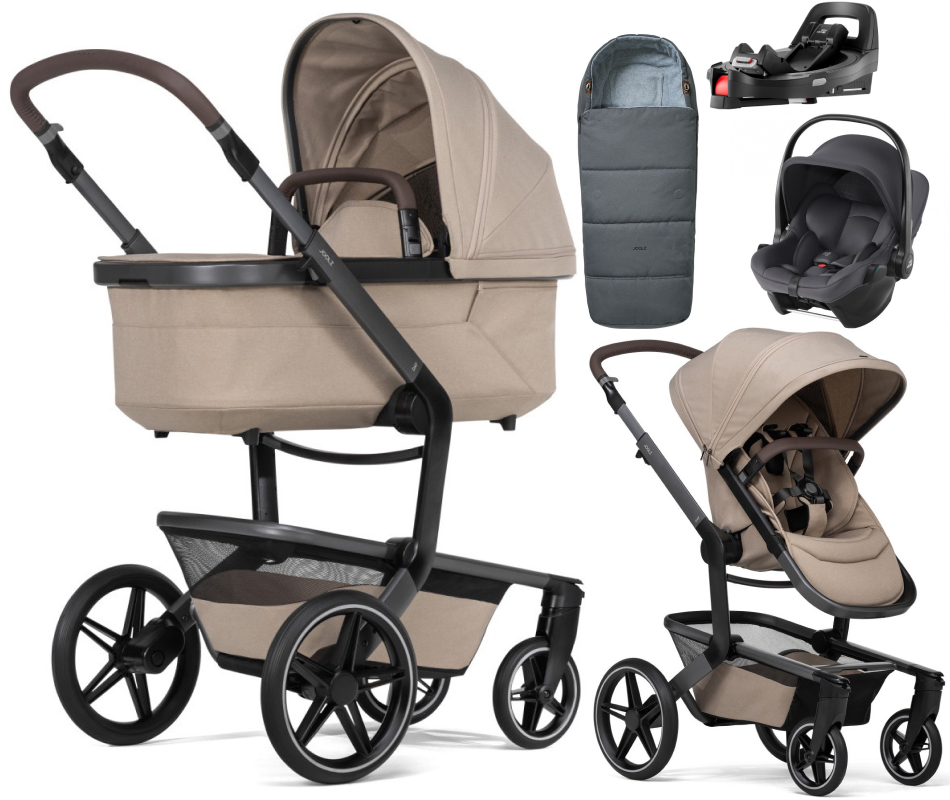 Детская коляска 4 в 1 Joolz Day 5 и автокресло Baby-Safe Core Midnight Grey и база Vario Base 5Z без адаптеров + конверт в подарок Sandy taupe