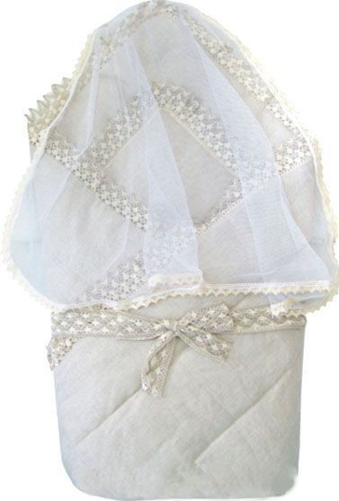 Конверт - одеяло на выписку Золотой Гусь (лен) белый