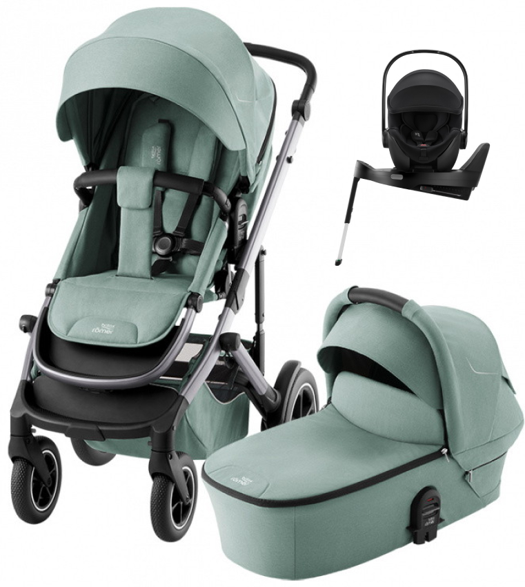 Коляска 4 в 1 Britax Roemer Smile 5Z и автокресло Baby-Safe Pro Space Black + Vario Base 5Z Jade Green