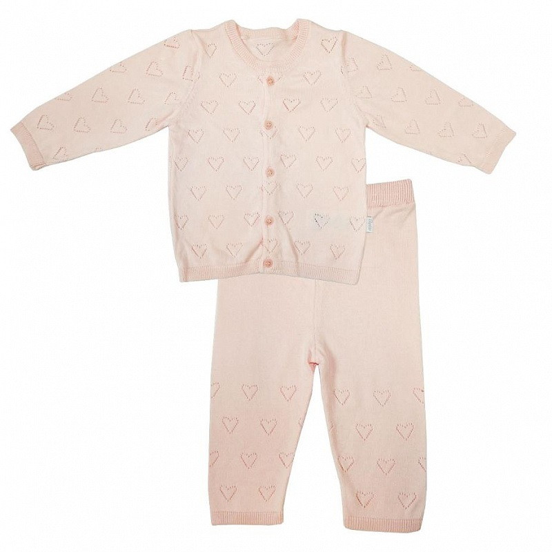 Комплект 2 предмета Папитто Сердечки вязаный 73-7002 розовый 62