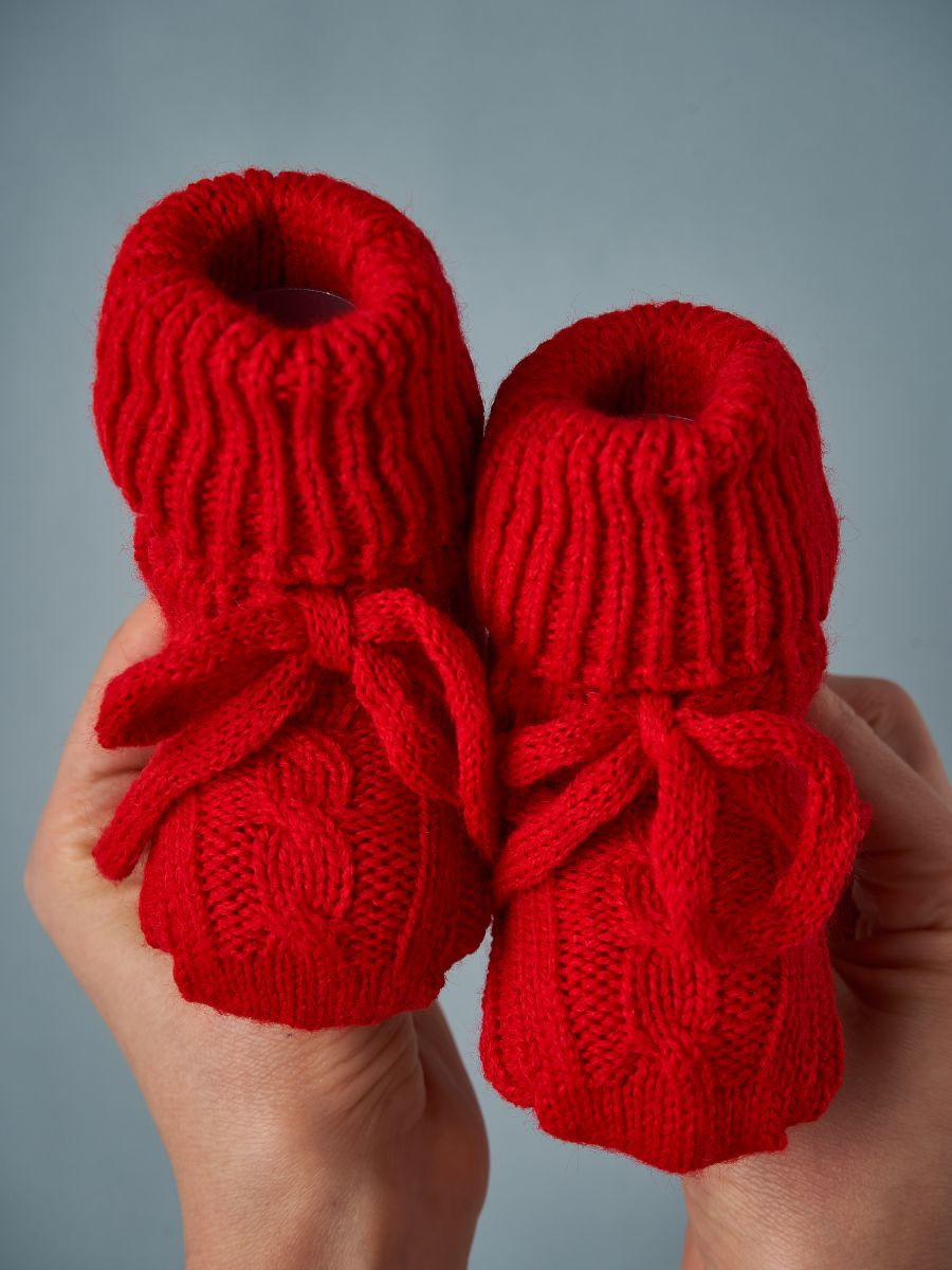 Носочки Little Star вязаные с завязками 0169 (нк) красно-алый, 12 см 3