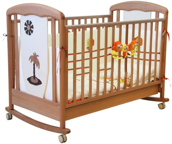 Детская кроватка Papaloni Vitalia колесо-качалка 125x65 см светлый орех-гоголь-моголь