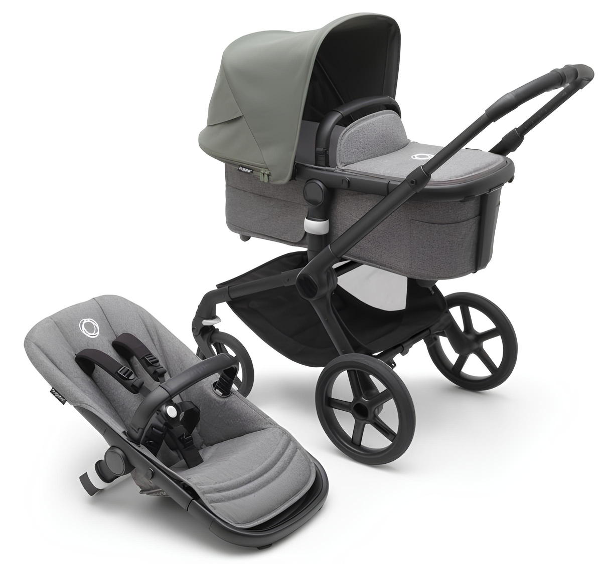 Детская коляска Bugaboo Fox 5 2 в 1 Black/Grey Melange/Forest Green