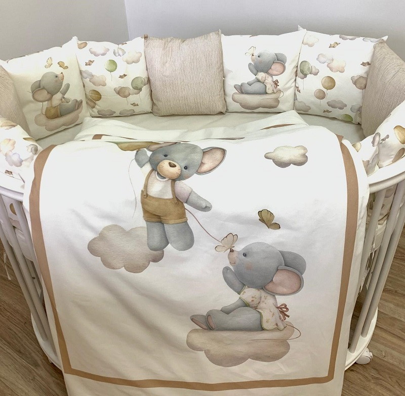 Комплект в детскую кроватку Lappetti Шарики для ова-ой и прям-ой кроватки 6 пр. Карамельный