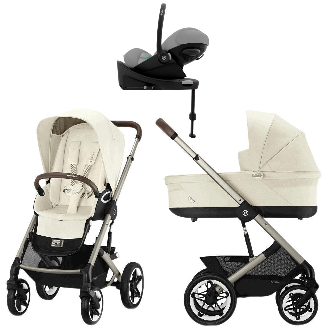 Коляска Cybex Talos S Lux TPE complete Cloud G Stone Grey Plus Base G 4 в 1 Seashell Beige с дождевиками