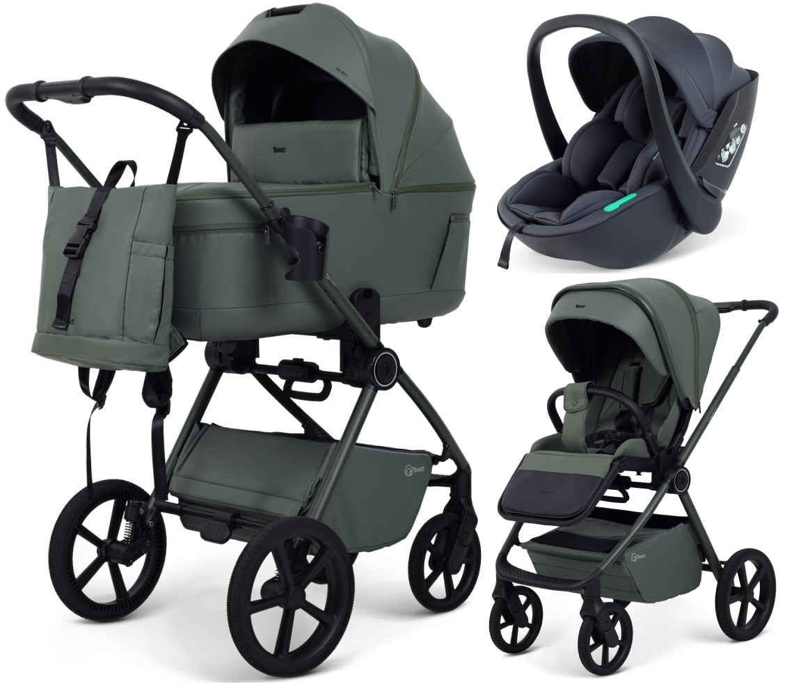 Детская коляска Rant Teo Comfort Eco 3 в 1 с автокреслом Miro Dark Grey Olive