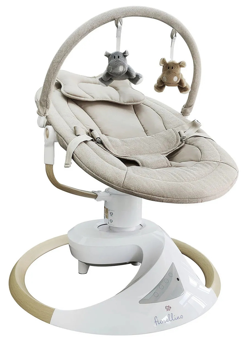 Качели детские Fiorellino бежевый (beige) BSN003, для новорожденных, электронные, с пультом, с музыкой, с игрушками, таймер