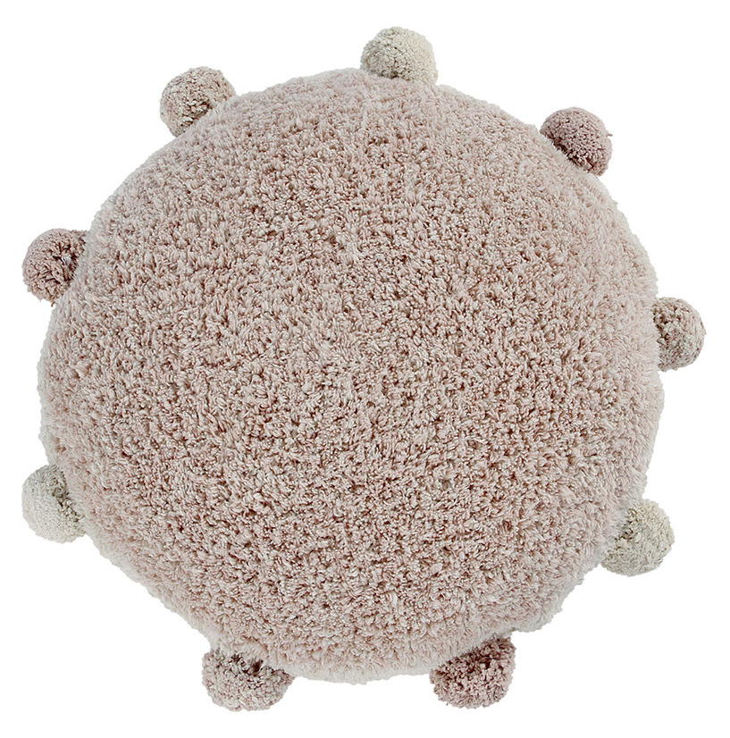 Круглая интерьерная подушка Lorena Canals с помпонами винтажно-нюдовая 48х48 см