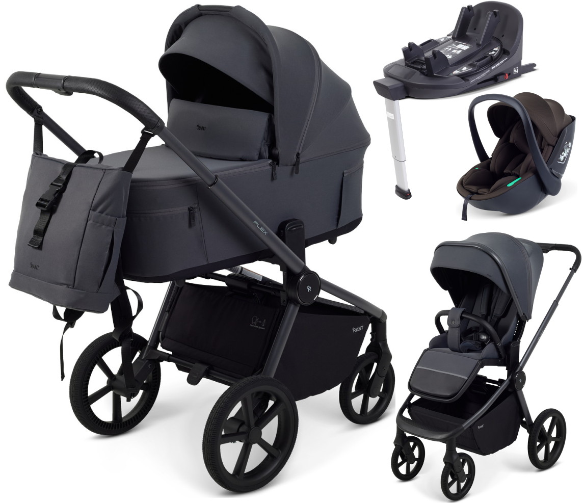 Детская коляска Rant Flex Forma 4 в 1 RA124 с автокреслом Miro Brown и базой Graphite графит
