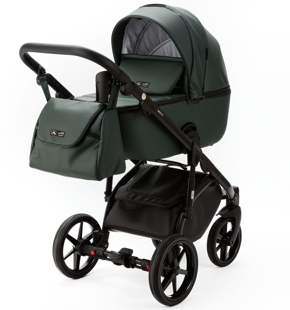 Детская коляска Adamex Nola Deluxe 2 в 1 N-SA29 (Т. ЗЕЛЕНЫЙ КОЖА)