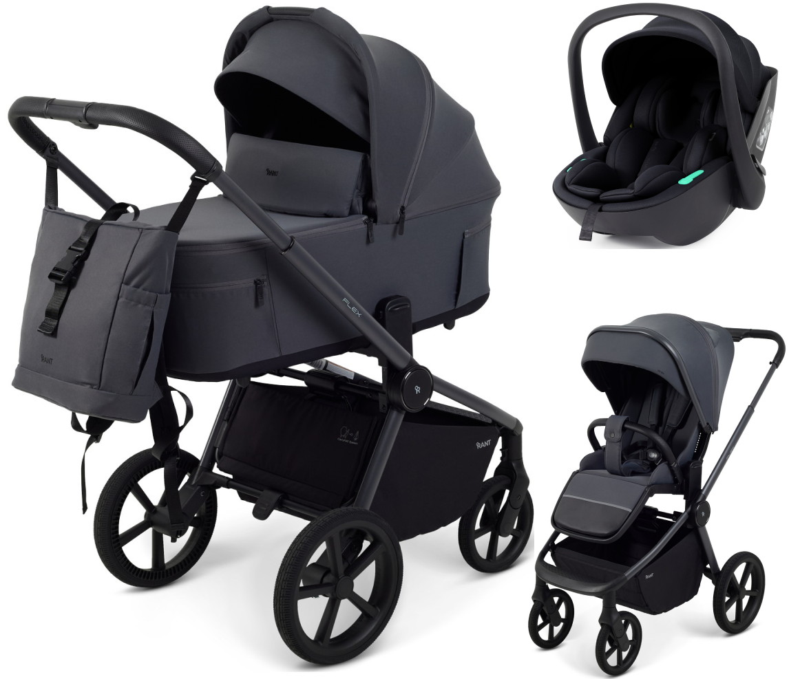 Детская коляска Rant Flex Forma 3 в 1 RA124 с автокреслом Miro Black Graphite графит