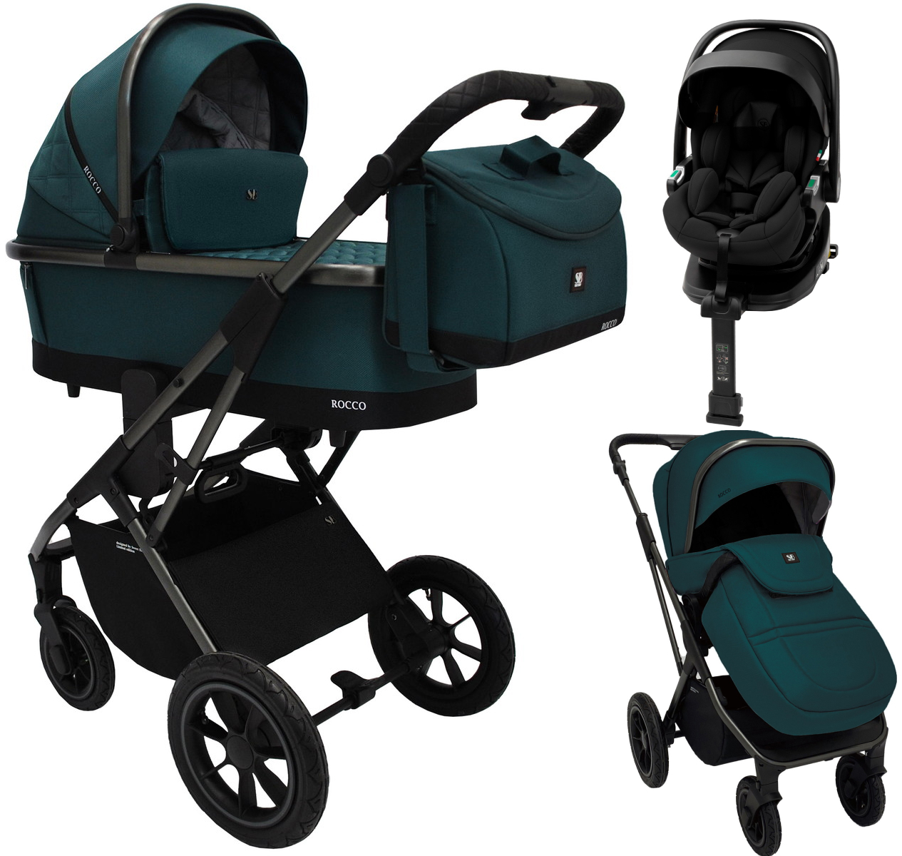 Коляска 4 в 1 Sweet Baby Rocco Air + автокресло Premier Plus Black Green (Air)