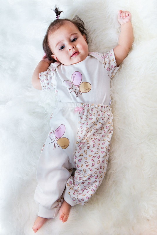 Ползунки штанишки Папитто с манжетом Воздушные шарики И441-05 экрю/розовый 80