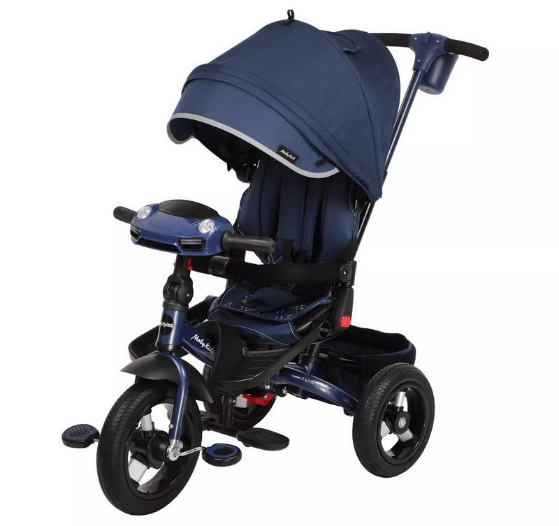 Детский велосипед Moby Kids 3 кол. New Leader 360° 12x10 AIR Car 641210 темно-синий