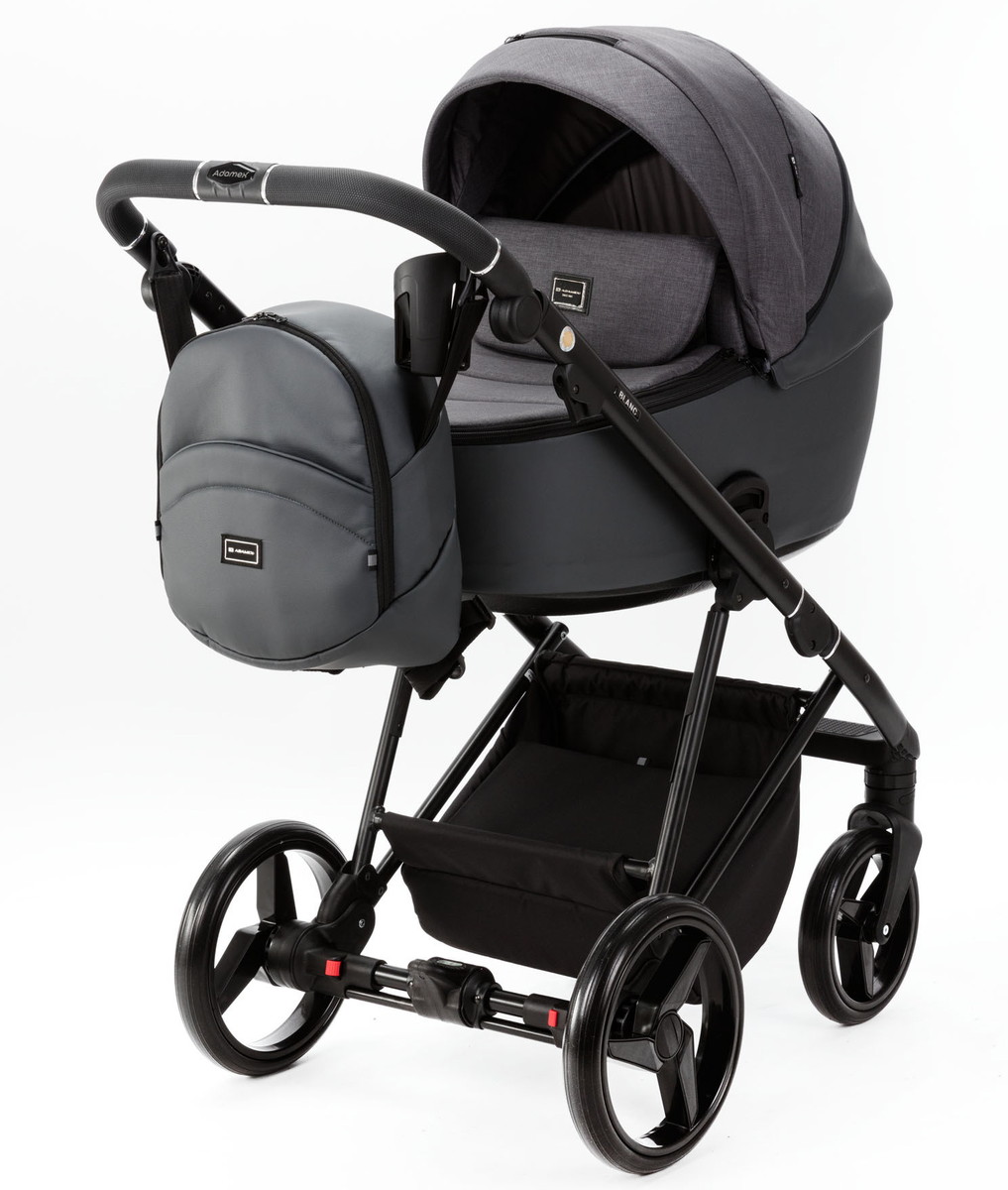 Детская коляска Adamex Blanc 2 в 1 BL-PS108 LUX (Т.СЕРЫЙ+Т.СЕРАЯ КОЖА)