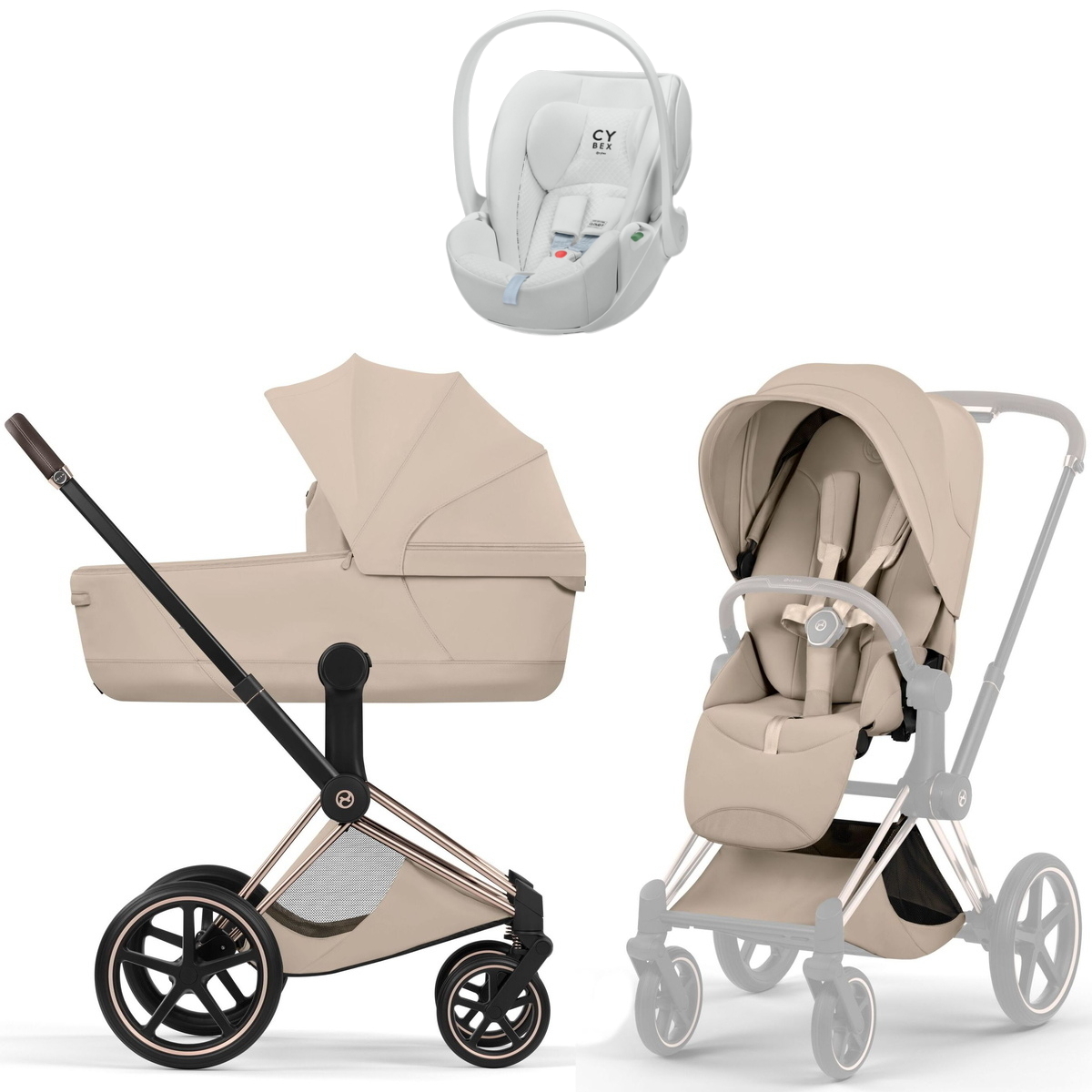 Коляска Cybex Priam V Rosegold Style Cloud T Urban Mobility White 3 в 1 Cozy Beige